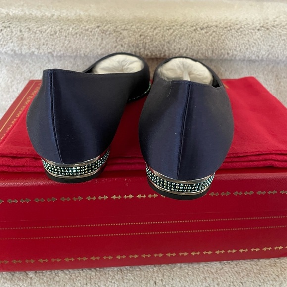 Rene Caovilla ballerina satin crystal embellished flats 37 7 - Picture 5 of 9
